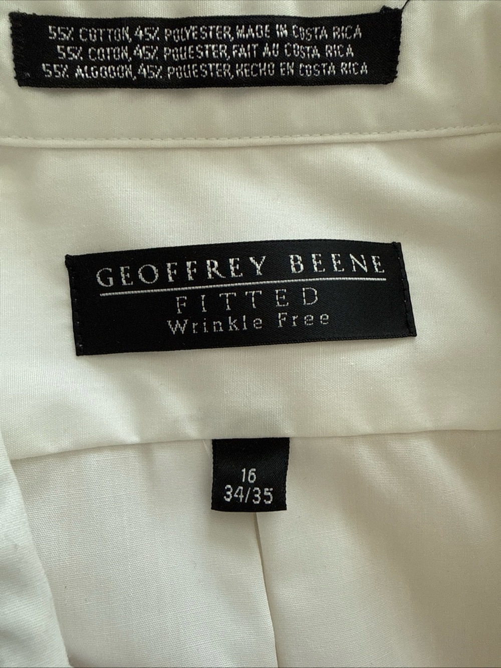 Geoffrey Beene Men's White Solid Dress Shirt 16 34/35 - Picture 8 of 8